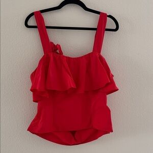 Maeve Red Sleeveless Ruffle Top